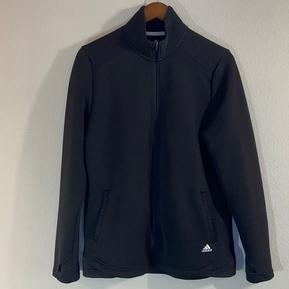 Adidas Golf Full Zip Jacket Black XL Womens Athletic Track Warm Up Layer - Picture 1 of 12